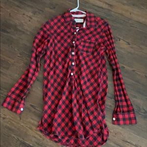 Black and red checkered shirt dress flannel